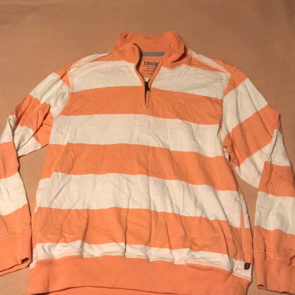 Izod Orange and Cream Pullover